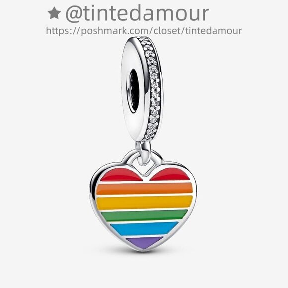 Pandora Pride Rainbow Heart Dangle Charm - Picture 1 of 2